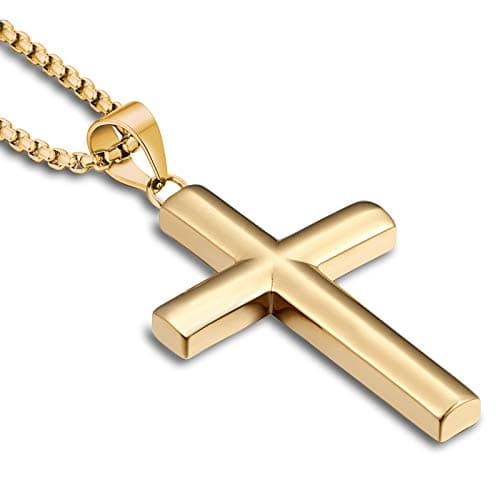 YL Men's 316L Stainless Steel Jesus Ankh Pendant Necklace