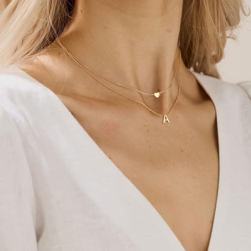 Personalized 18K Gold Plated Stainless Steel Monogram Initial Choker Necklace for Women