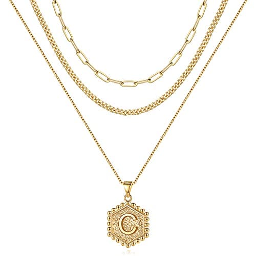 Layered Initial Necklaces for Women