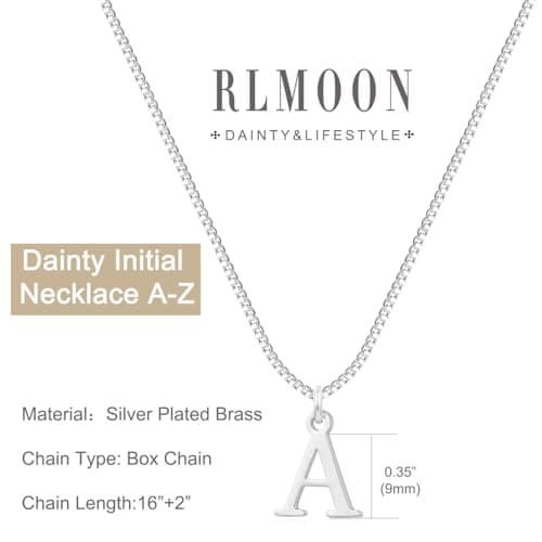 RLMOON Personalized Gold/Silver Initial Necklaces 14K Gold Plated Dainty Letter Jewellery