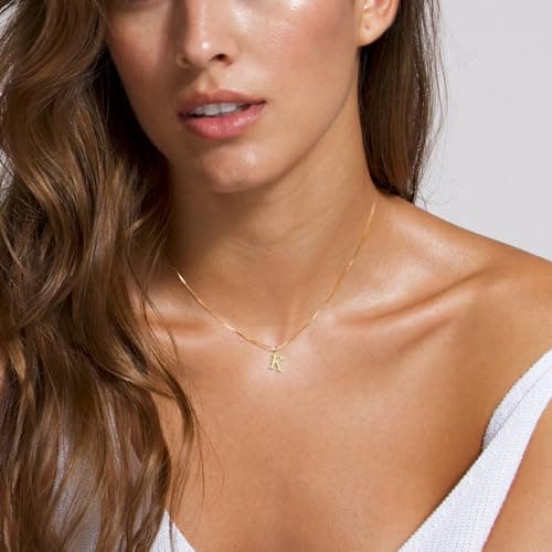 RLMOON Personalized Gold/Silver Initial Necklaces 14K Gold Plated Dainty Letter Pendant