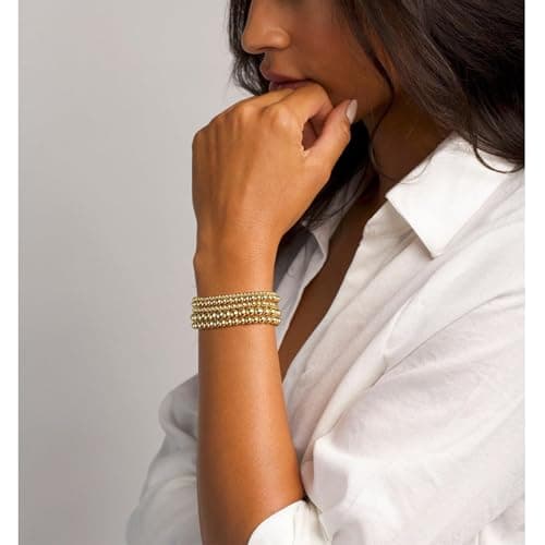 Kenivira Dainty 14K Gold Plated Layered Stackable Bracelets for Women