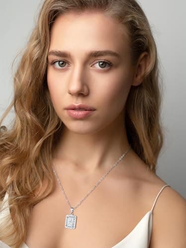Zinc-plated Initial Square Necklace A-Z, 18K Gold Plated, Resizable 20-22" Chain, Women & Men