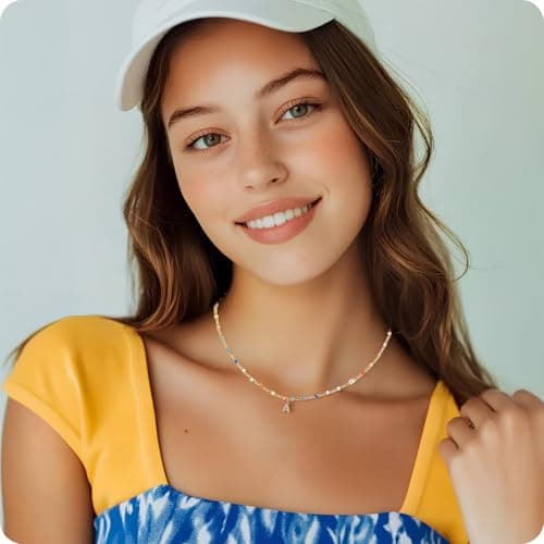 Trendy BYIA Women's 14k Gold Plated Colorful Initial Choker Necklace