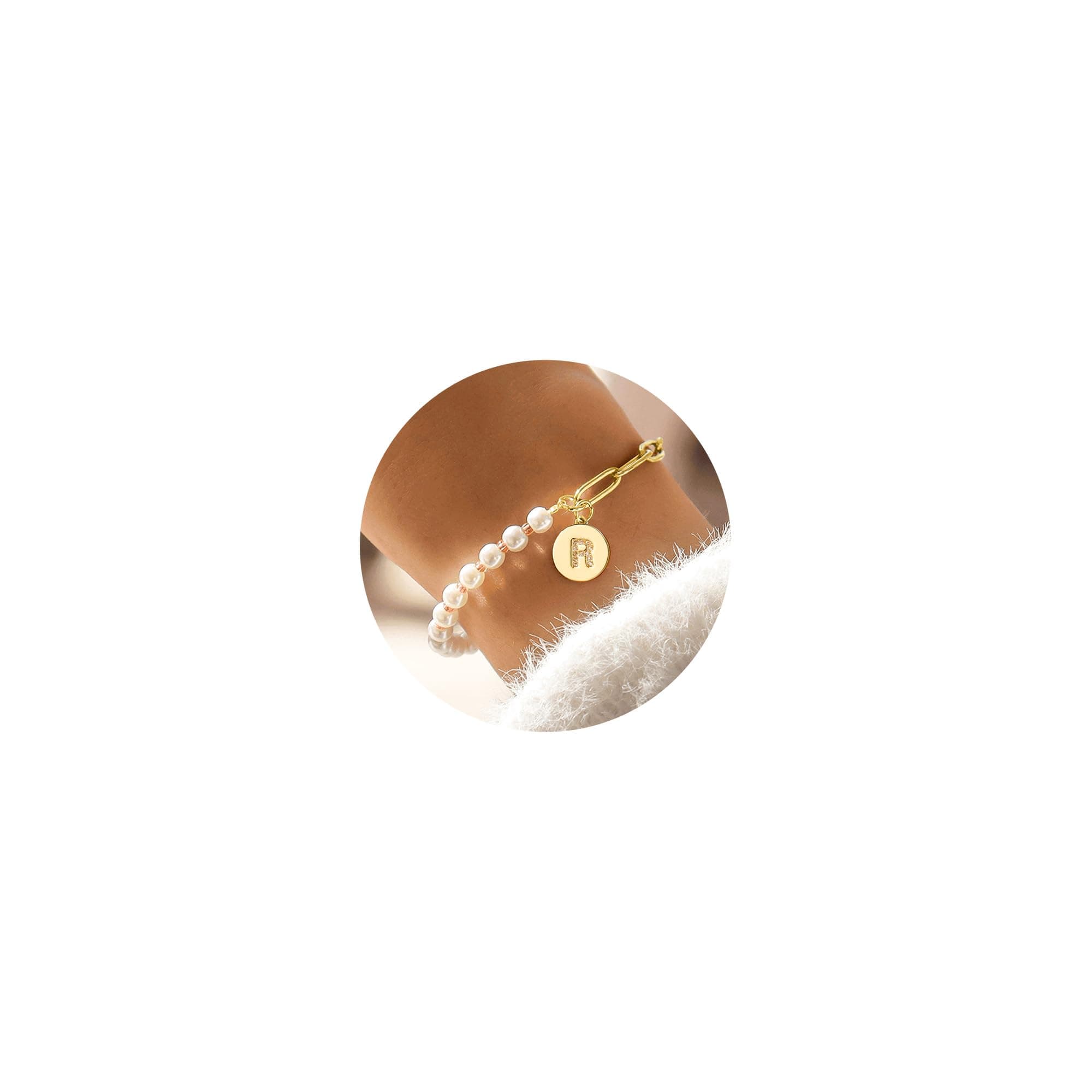 Turandoss Personalized Gold Initial Charm Pearl Bracelets for Girls & Teen Bridesmaids
