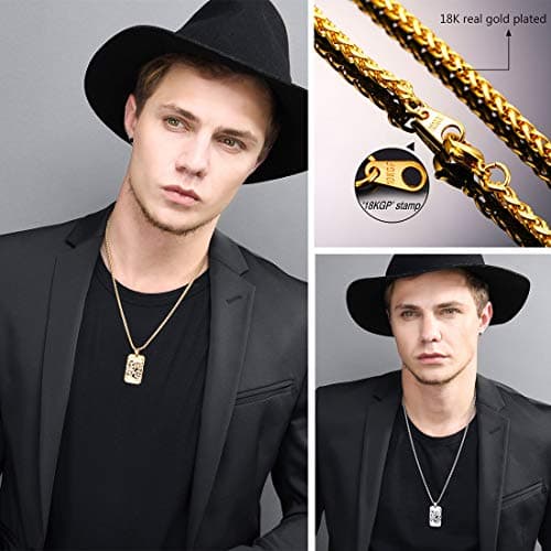 Stainless Steel 18K Gold Plated U7 Punk Dagger Pendant Necklace 22-24 Inches