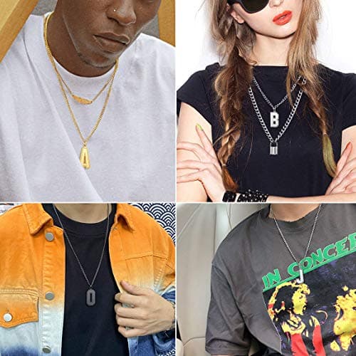 ChainsPro Monogram Letter Necklace - Adjustable 316L Stainless Steel/ Gold Plated/Black