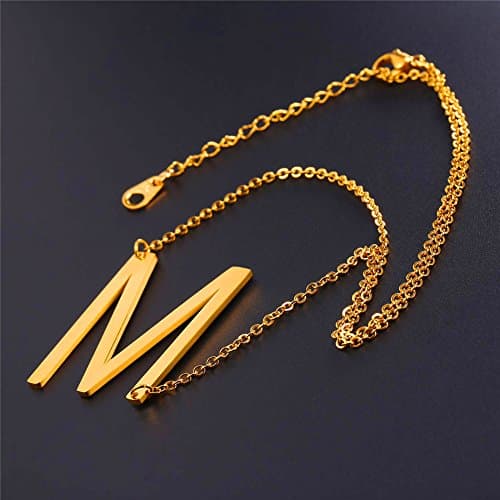 Alphabet A-Z Stainless Steel Choker for Women, Gold Plated CZ Jewelry, Gift Box Packed