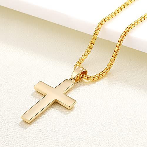 YL Men's 316L Stainless Steel Jesus Ankh Pendant Necklace