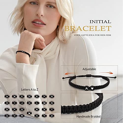 Trendy Btysun Initial Bracelets A-Z for Women and Friends Heart Link Gifts