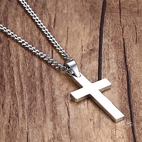 Bluelans 316L Stainless Steel Cross Pendant Necklace | Silver/Gold/Black Chain Easter Birthday Christmas Gifts