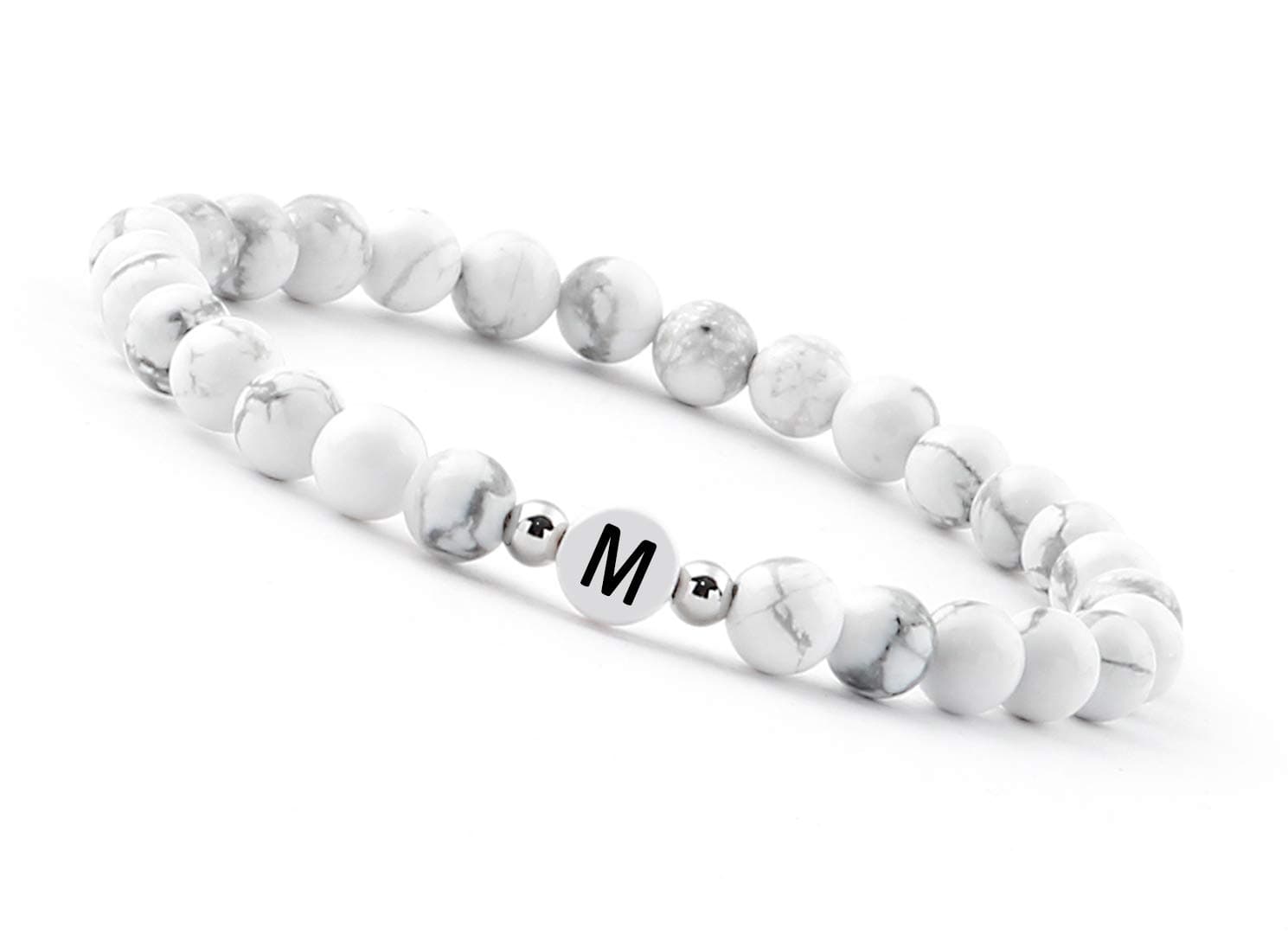 Personalized Partner Bracelet with Howlite Beads for Couples