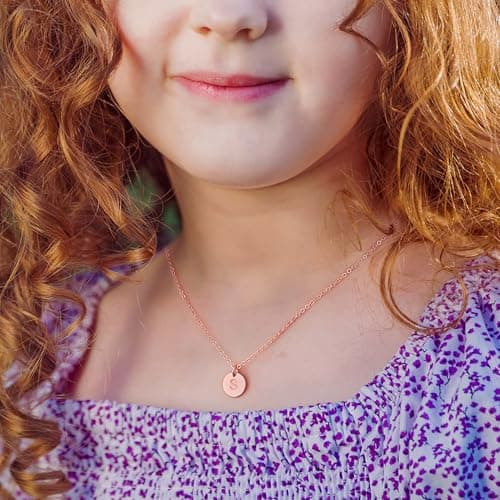 Hidepoo Daughter Gifts - Personalized 14K Gold Filled Disc Initial Necklace Jewelry