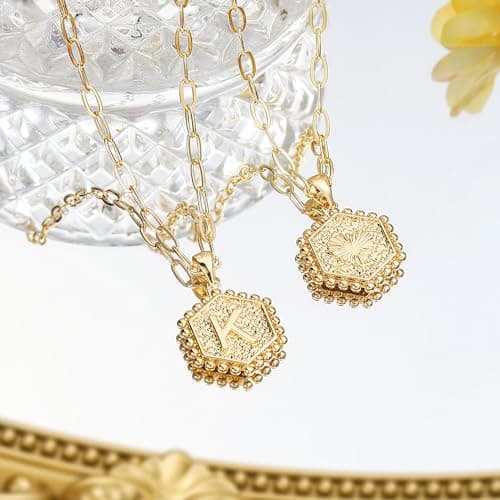 MooHamm Women's Dainty 18K Gold Plated Initial Necklace | Trendy & Personalized