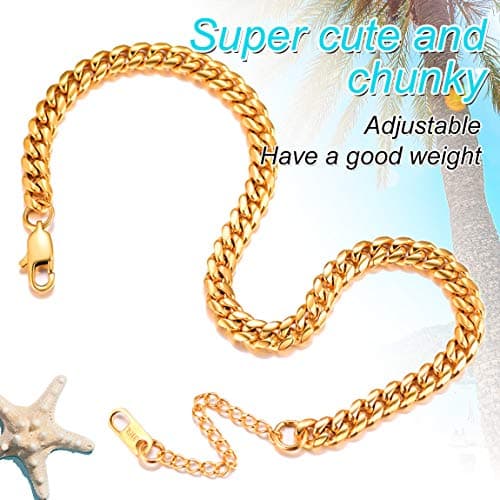 ChainsPro 18K Gold Plated Resizable Anklet Chain - Gift Box Included