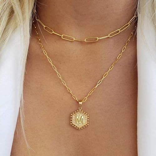 MooHamm Women's Dainty 18K Gold Plated Initial Necklace | Trendy & Personalized