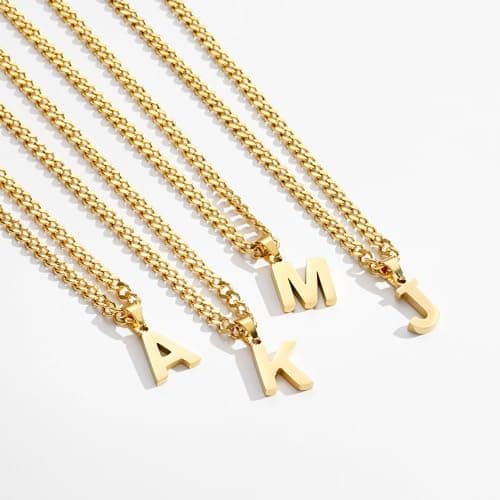 P. BLAKE Stainless Steel Initial A-Z Pendant Necklaces Gifts for Men Boys
