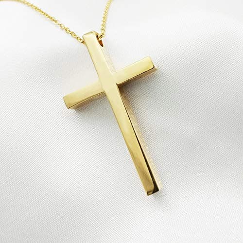 MOMOL 18K Gold Plated Stainless Steel Cross Pendant Necklace for Men and Women
