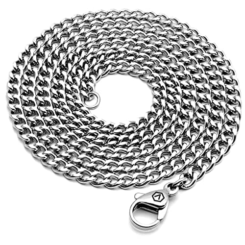 VENICEBEE Best Hypoallergenic 316L Surgical Steel Curb Chain Necklace, 24" Long, 3.3mm Wide