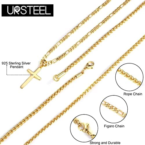Ursteel Layered Cross Necklace for Men, Women, Girls