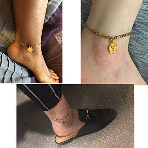 18K Gold & Silver Anklet Bracelets for Women & Men with Custom Initials