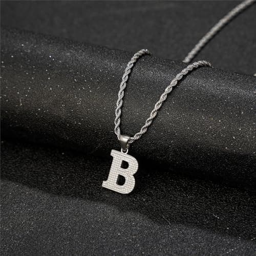 Yipima 18K Gold Tone Stainless Steel Gothic 26 Letter Pendant Necklace