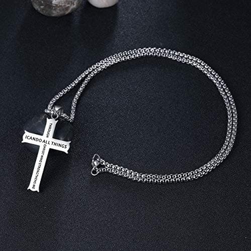 Stainless Steel Philippians 4:13 Strength Pendant Necklace for Men & Women