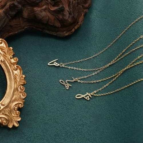 CAROVO Women's Dainty 14K Gold/Silver Letter Pendant Choker Necklace Monogram Jewelry Gift