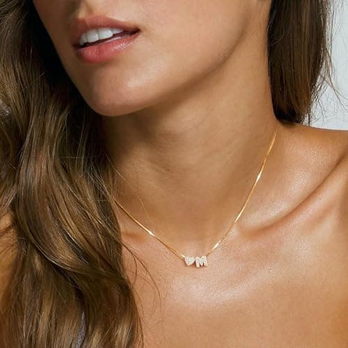 Turandoss Gold Heart Initial Necklace for Women