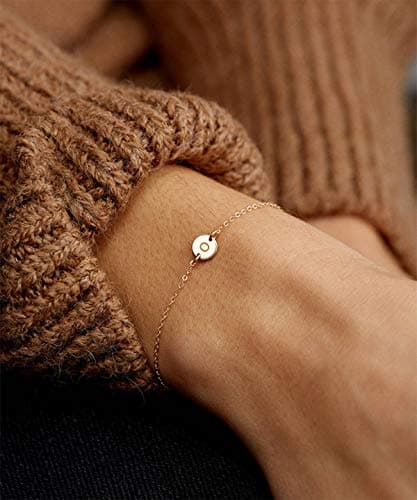 MOMOL Initial Charm 18K Gold Plated Bracelet for Women