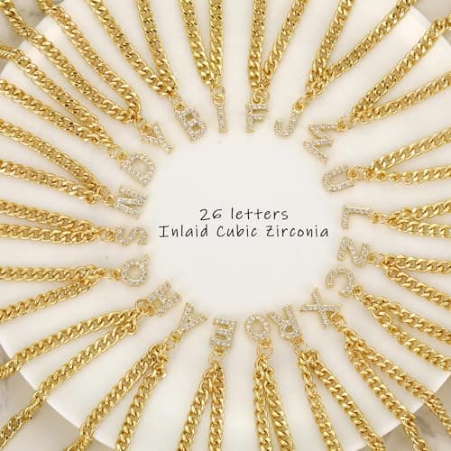 14K Gold Plated Initial Bracelet Set, Dainty & Stackable for Women