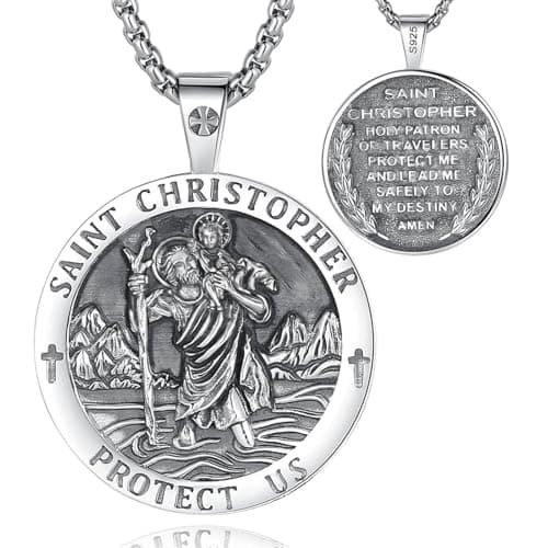 EUDORA 925 Sterling Silver Crucifix Pendant Necklace with Bible Verse Amulet