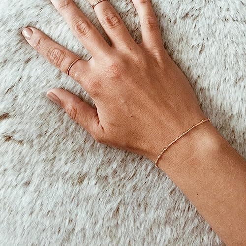 M MOOHAM Initial Bracelets for Women - Personalized Gold Letter Charm Jewelry