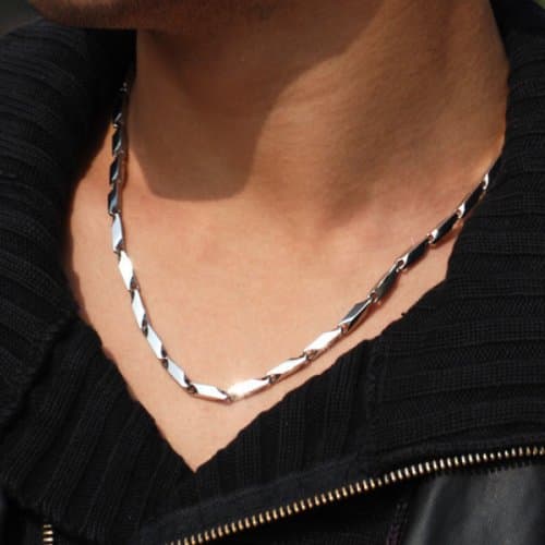 Merdia Men's Stainless Steel Ingot Chain Necklace