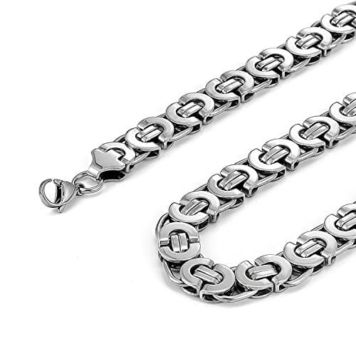 Urban Jewelry Mechanic Style Wide Silver Men's Necklace (19, 21, 23 inches, 11 mm)