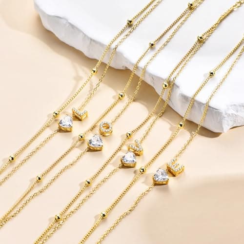 Dainty 14K Gold Plated Initial Anklet for Women