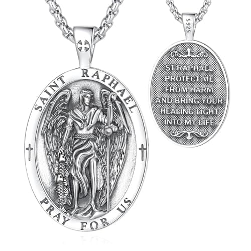 EUDORA 925 Sterling Silver Crucifix Pendant Necklace with Bible Verse Amulet