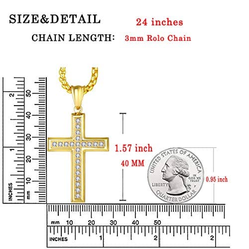 YL Men's 316L Stainless Steel Jesus Ankh Pendant Necklace