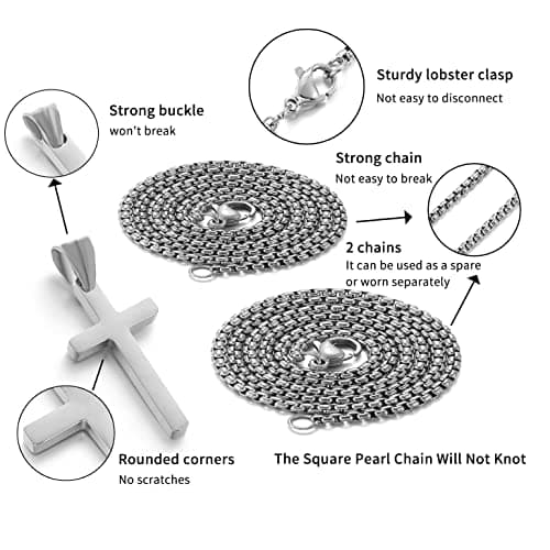 Stainless Steel Cross Necklace for MenSilver Cross Pendant Gifts