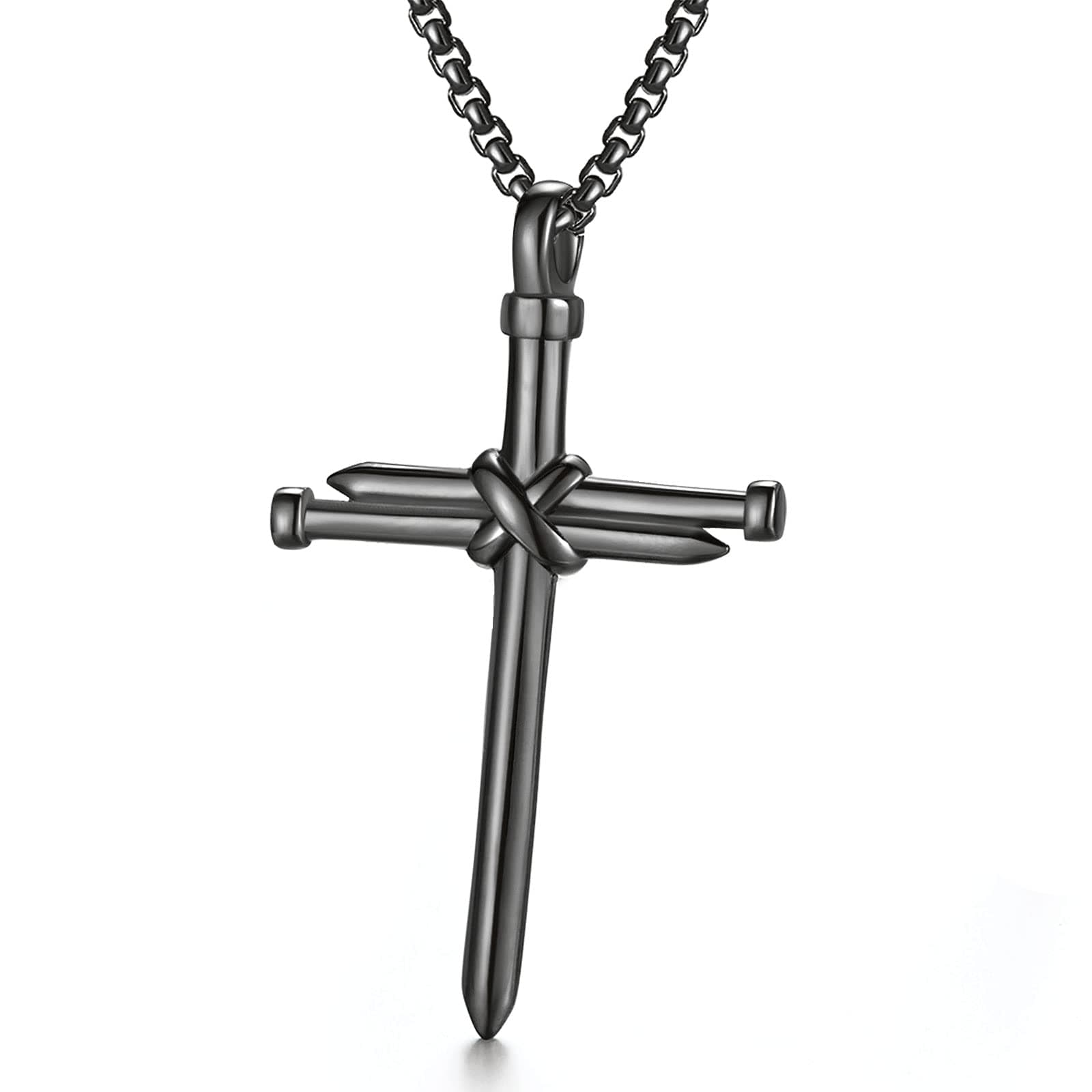 AZFVBQL Men's & Women's Stainless Steel Cross Necklace Pendant Jewelry