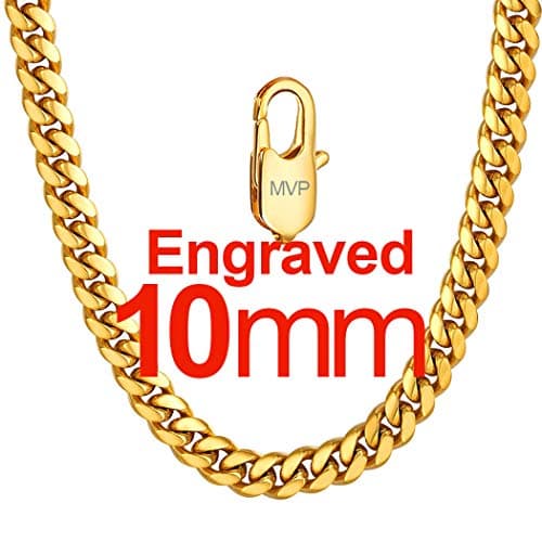 ChainsPro Men's Chunky Miami Cuban Chain Necklace, Gold Plated, 18-30 Inch Length