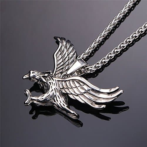 Retro Black Stainless Steel U7 Animal Pendant Necklace for Men & Women Cool Gift