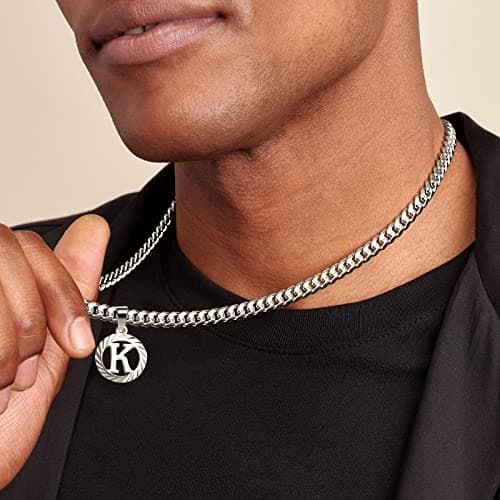 KissYan 14K Gold Plated Round Letter Pendant Necklace for Women Men