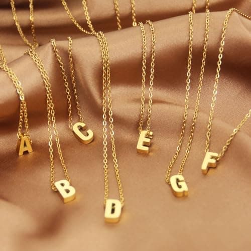 18K Gold Plated Tiny Letter Necklace Personalized for Women