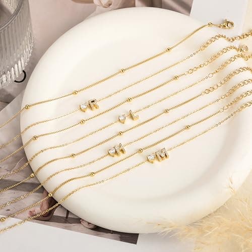 Tewiky Initial Heart Gold Bracelets for Women 14K Gold Plated Zircon Charm Charms Jewelry Gift