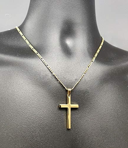 FZTN Gold Plated Figaro Chain Necklace for Men & Women, 18-26 Inch