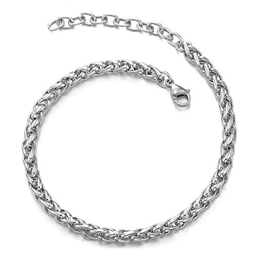 COOLSTEELANDBEYOND Classic Stainless Steel Adjustable Anklet Bracelet for Women