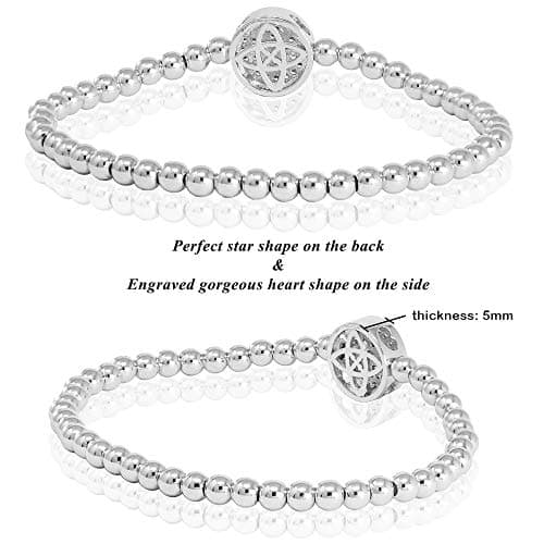 You Initial Bracelets for Women 26 Letter Alphabet Round Charm Gold Silver Stainless Steel Beaded