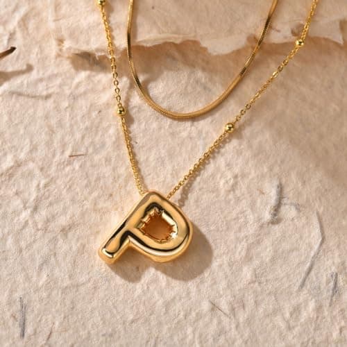 LUCA SMITH Dainty Balloon Alphabet Pendant Necklaces for Women