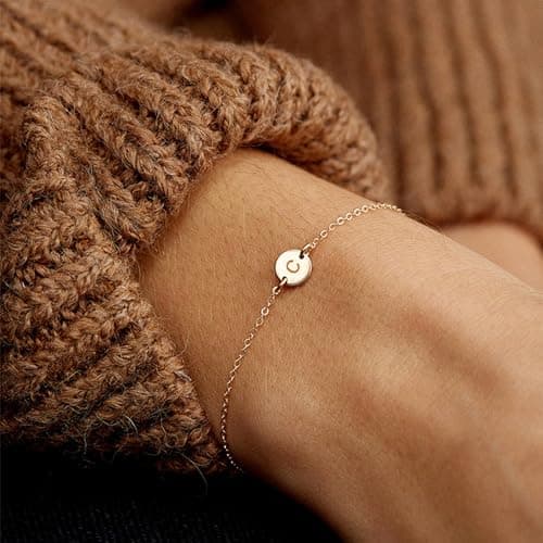 Personalized 18K Gold Plated Initial Charm Bracelet for Women